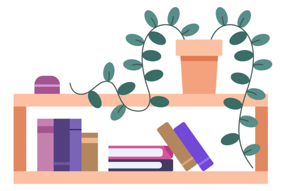 Bookshelf Decorative Wall Furniture. Lib Graphics