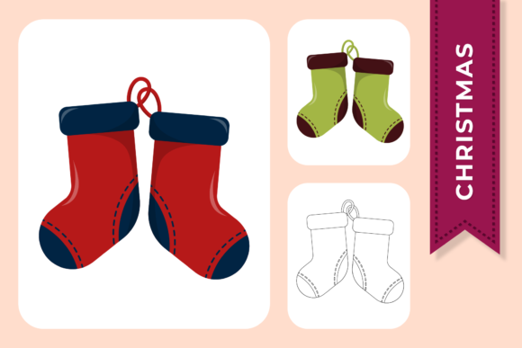 Christmas Socks Cute Decorative Design: Graphics & Illustrations for Joyful Branding