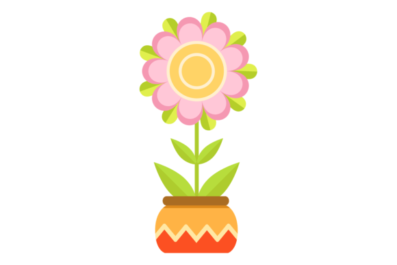 Cute Flowerpot with Flower Graphics for Editorial Design