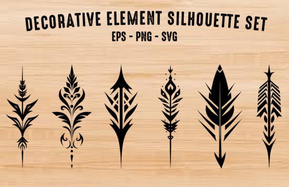 Decorative Arrow Element Silhouettes Set: Graphics & Illustrations