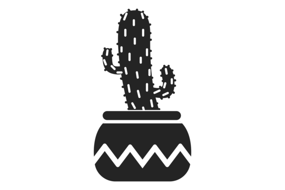 Decorative Succulent Plant Black Icon