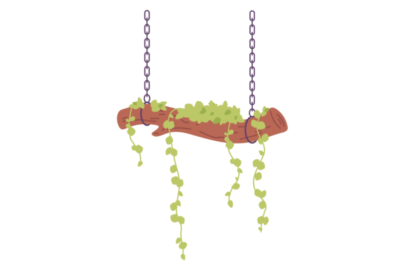 Decorative Wooden Log with Vines Hanging Graphics