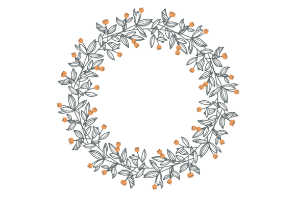 Elegant Decorative Wreath. Flower Branch Graphics