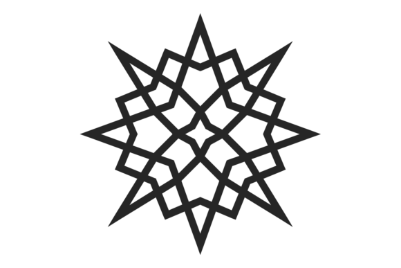 Geometric Decorative Star. Black Line Graphics & Illustrations