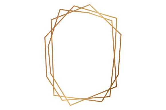 Golden Polygonal Line Frame for Modern Graphics and Illustrations
