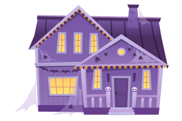 Haunted Mansion Cartoon Decorative Graphics & Illustrations