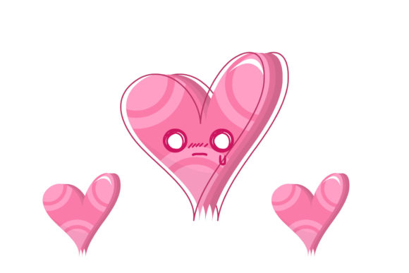 Kawaii Heart Decorative Element Design: Graphics & Illustrations