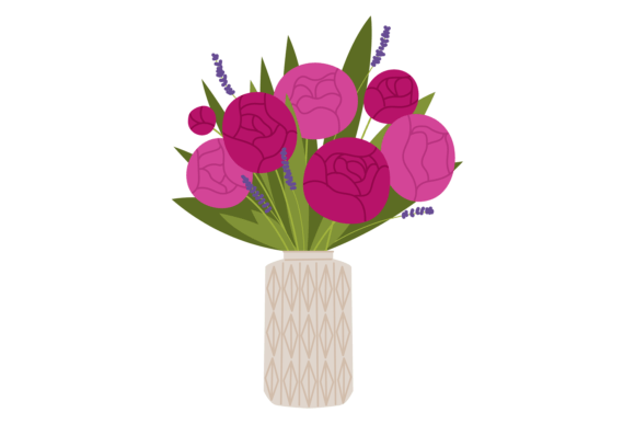 Pink Peony in Ceramic Vase Graphic for Local Branding