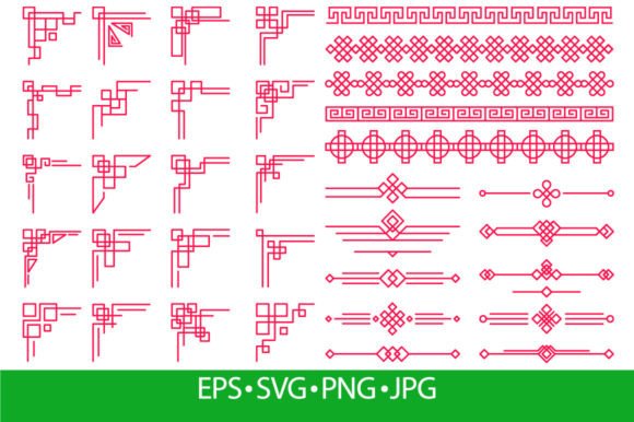 Traditional Chinese Oriental Decorative Graphics & Illustrations
