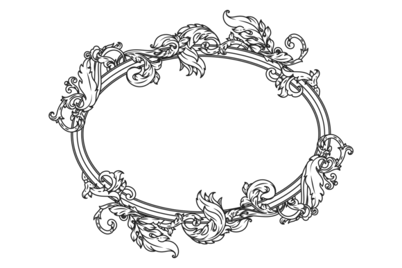 Vintage Round Frame with Decorative Filigree Graphics