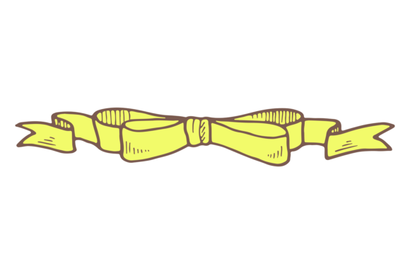 Yellow Ribbon Bow. Decorative Silk Gift Graphics